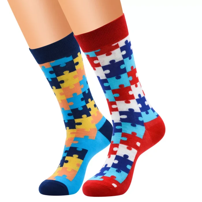 Men's Women's Vintage Style Jigsaw Pattern Socks