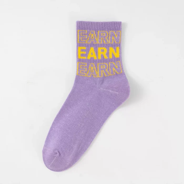 Women's Letter Jacquard Breathable Ankle socks - Imagen 5