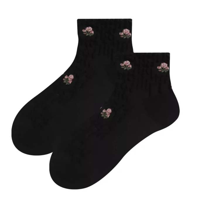 Cute Women's Cotton Flower Jacquard Ankle Socks - Imagen 7