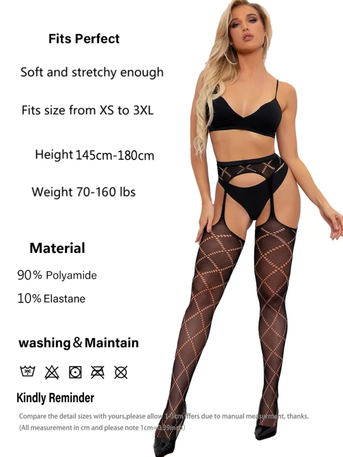 Sexy Women Tight Stockings Stripe Fishnet - Image 6