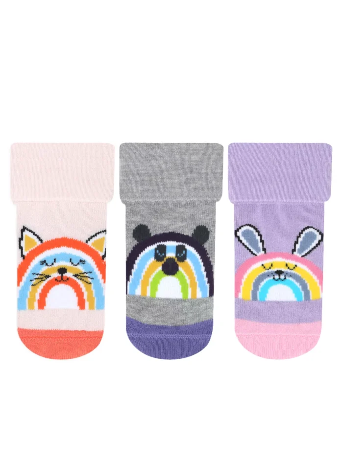 Baby's animal patterned Towel Socks 3 Pack