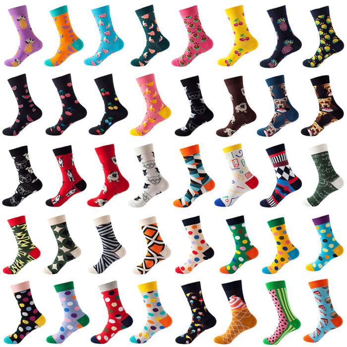 Wholesale Crew Cotton Socks Trendy Jacquard Unisex 200 Needles SISS0001