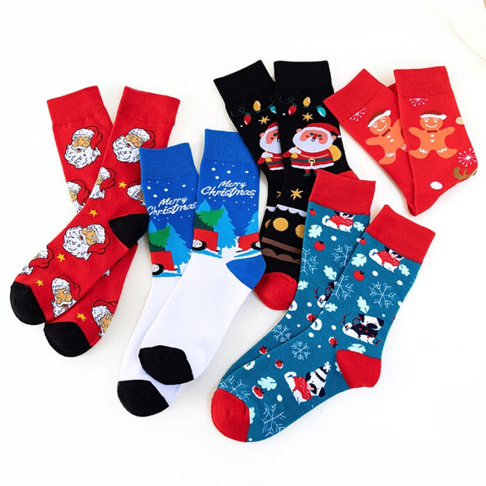 Factory Direct Wholesale Cotton Christmas Socks Trendy Jacquard Unisex 200 Needles SICSIS0001